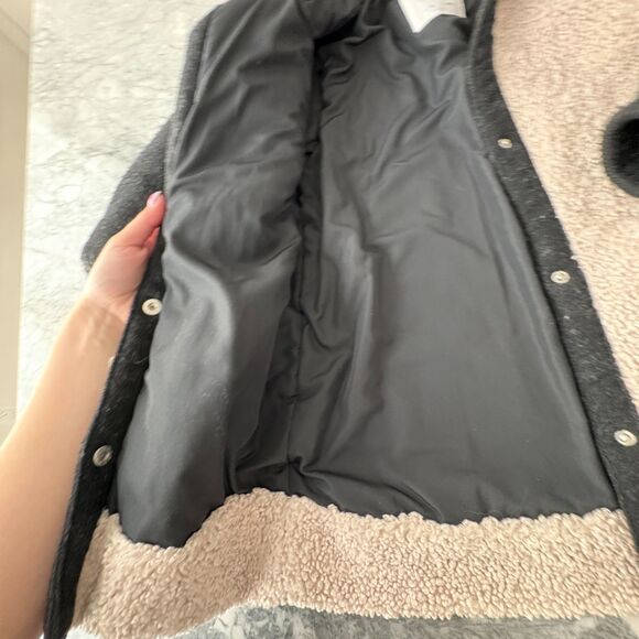 ZARA Kids Girls Outerwear Shearling Teddy Coat Jacket Cream Black Size 6 - Picture 4 of 8